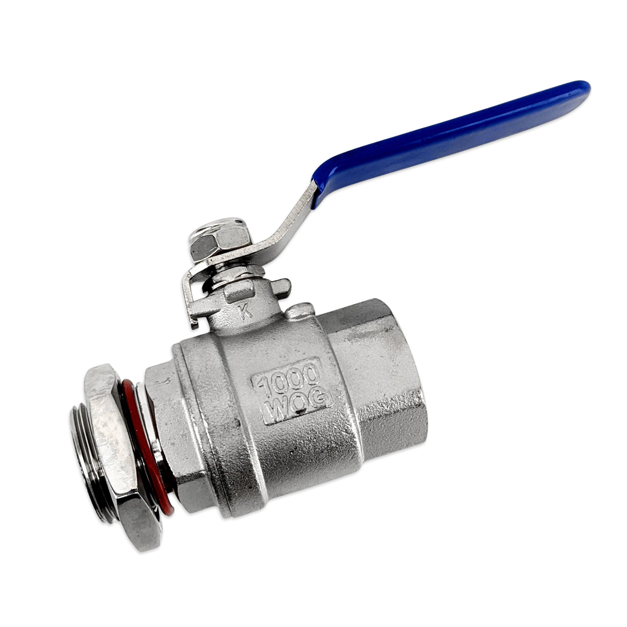 The lever/handle will be in line with the orifice position, an indication of the valve position.