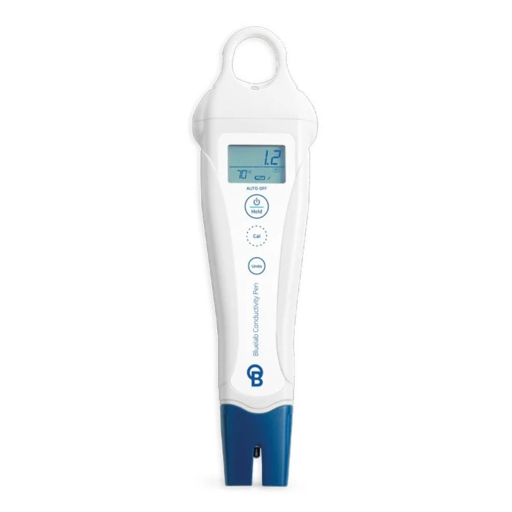 Bluelab Conductivity Pen for fast, accurate and reliable Electrical Conductivity (EC) measurements of hydroponic nutrient solution.
