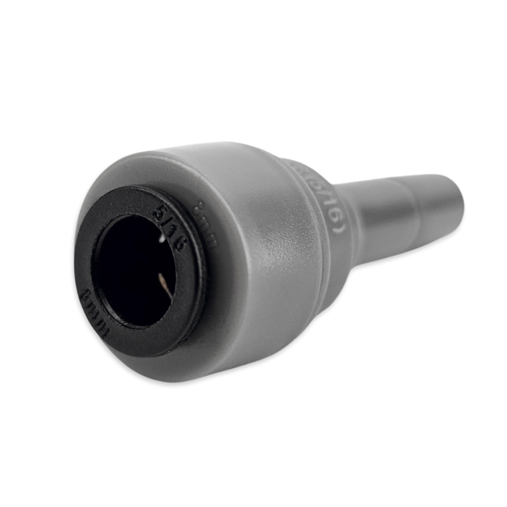This reducer is suitable for our EVABarrier Beer & Gas hosing 8mm (5/16") OD Hosing that can be fitted to any female duotight push fit in 9.5mm (3/8").