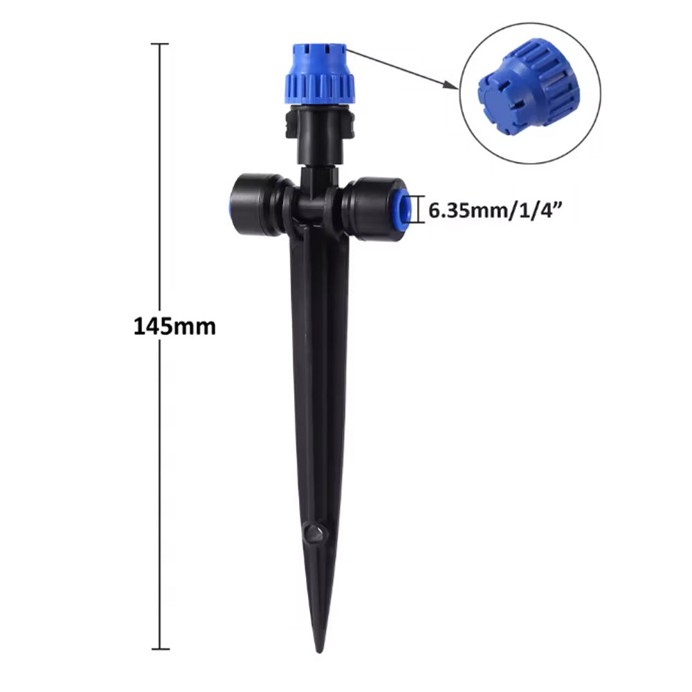 6.35mm Push in - 360° Adjustable Sprinkler with Removable Spike (10 Pack)