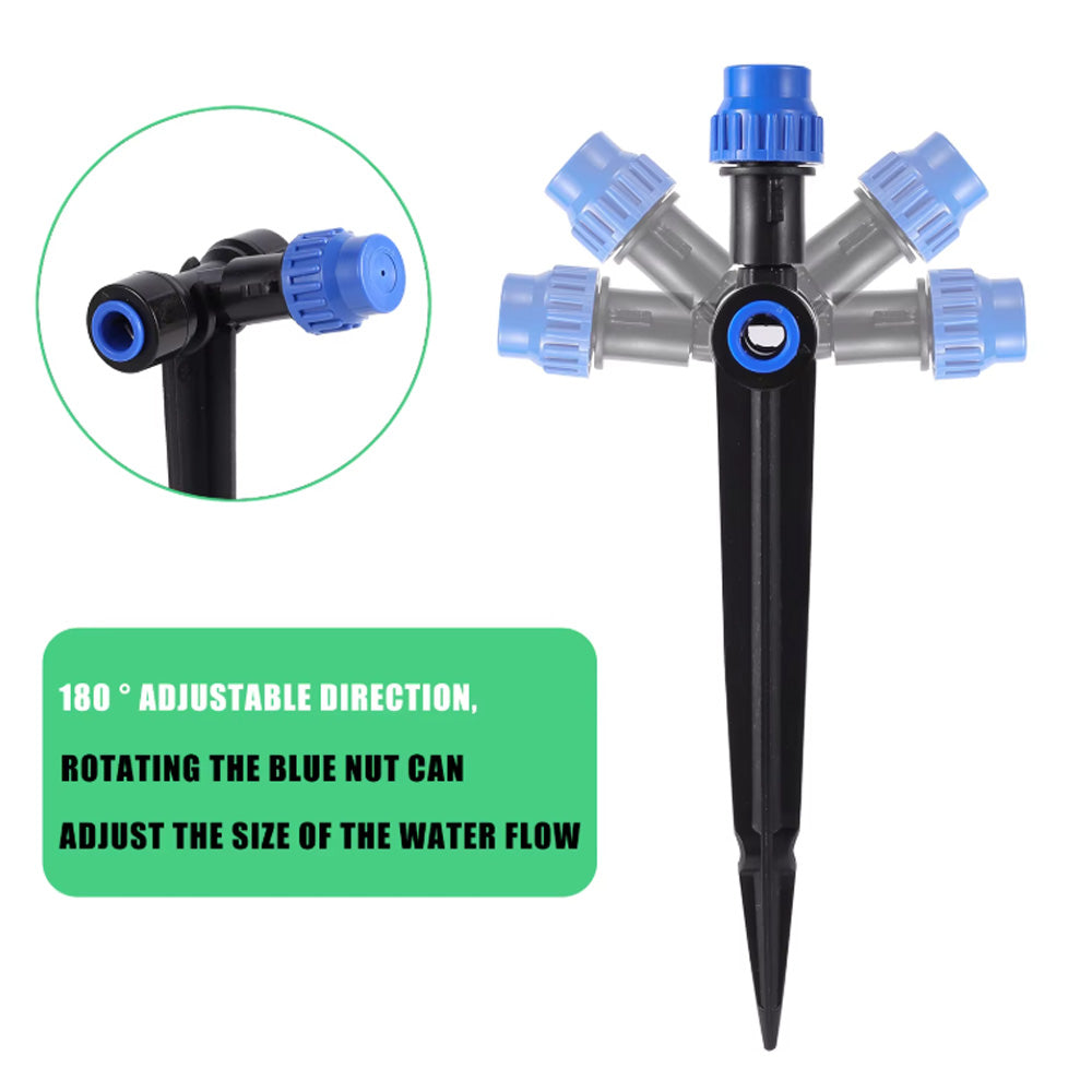 6.35mm Push in - 360° Adjustable Sprinkler with Removable Spike (10 Pack)