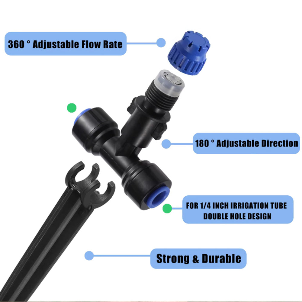 6.35mm Push in - 360° Adjustable Dripper with Removable Spike (10 Pack)