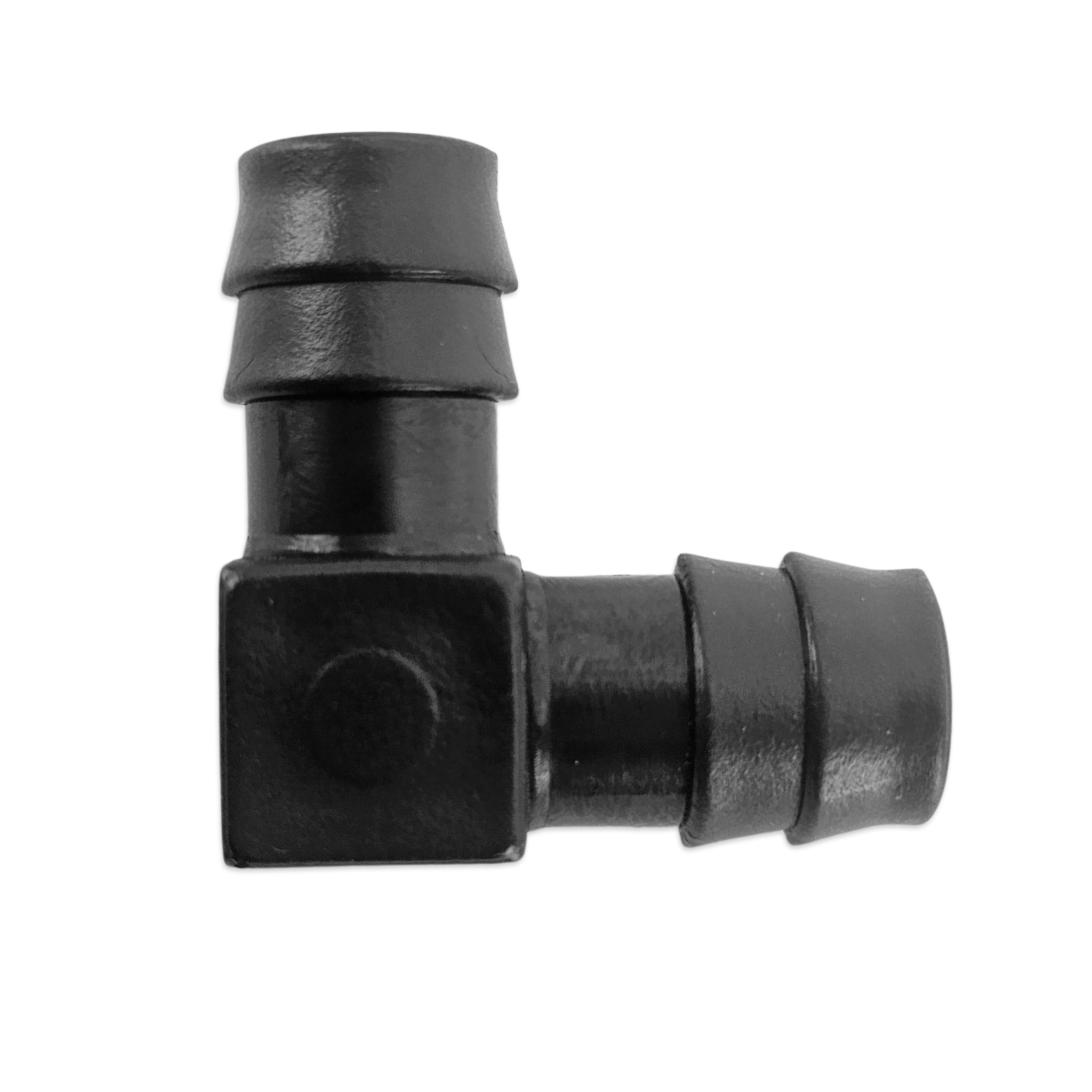 Black elbow fitting in 13mm.