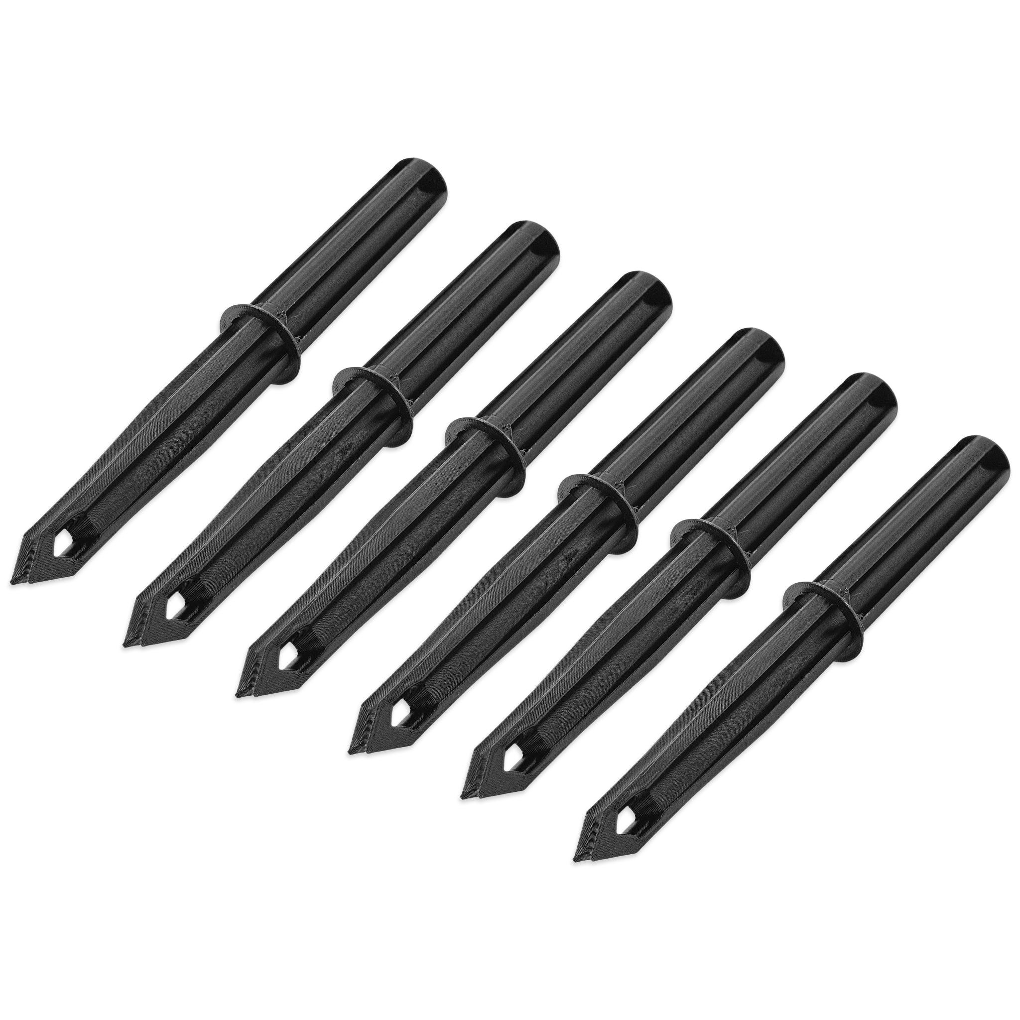 Six Hydroponic Grow Spikes in black UV Stable material.