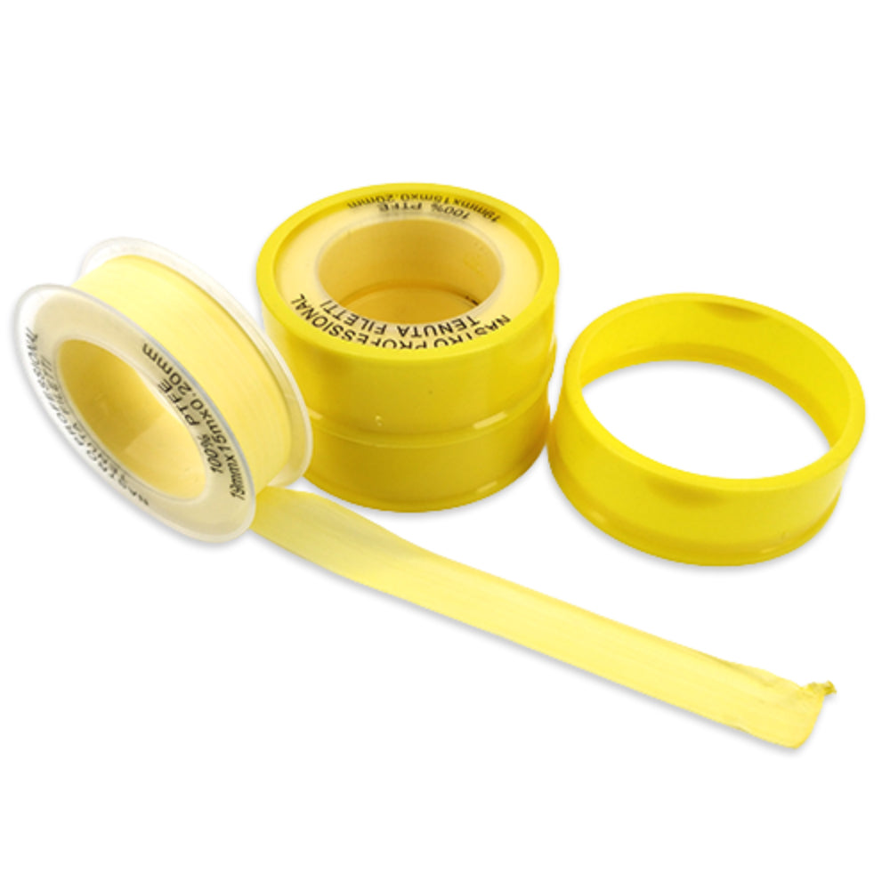 Our Yellow PTFE Plumbers Tape, the essential solution for leak-free threaded pipe connections.