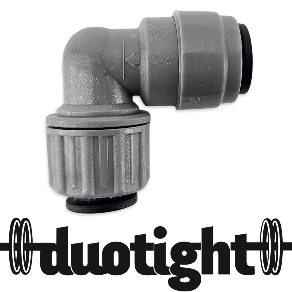 One side is a standard 8mm (5/16) duotight push in fitting, where the other side is a compression adapted duotight (Screw Lock)