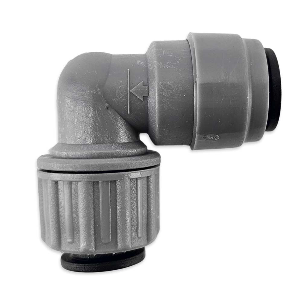 One side is a standard 8mm (5/16) duotight push in fitting, where the other side is a compression adapted duotight (Screw Lock)