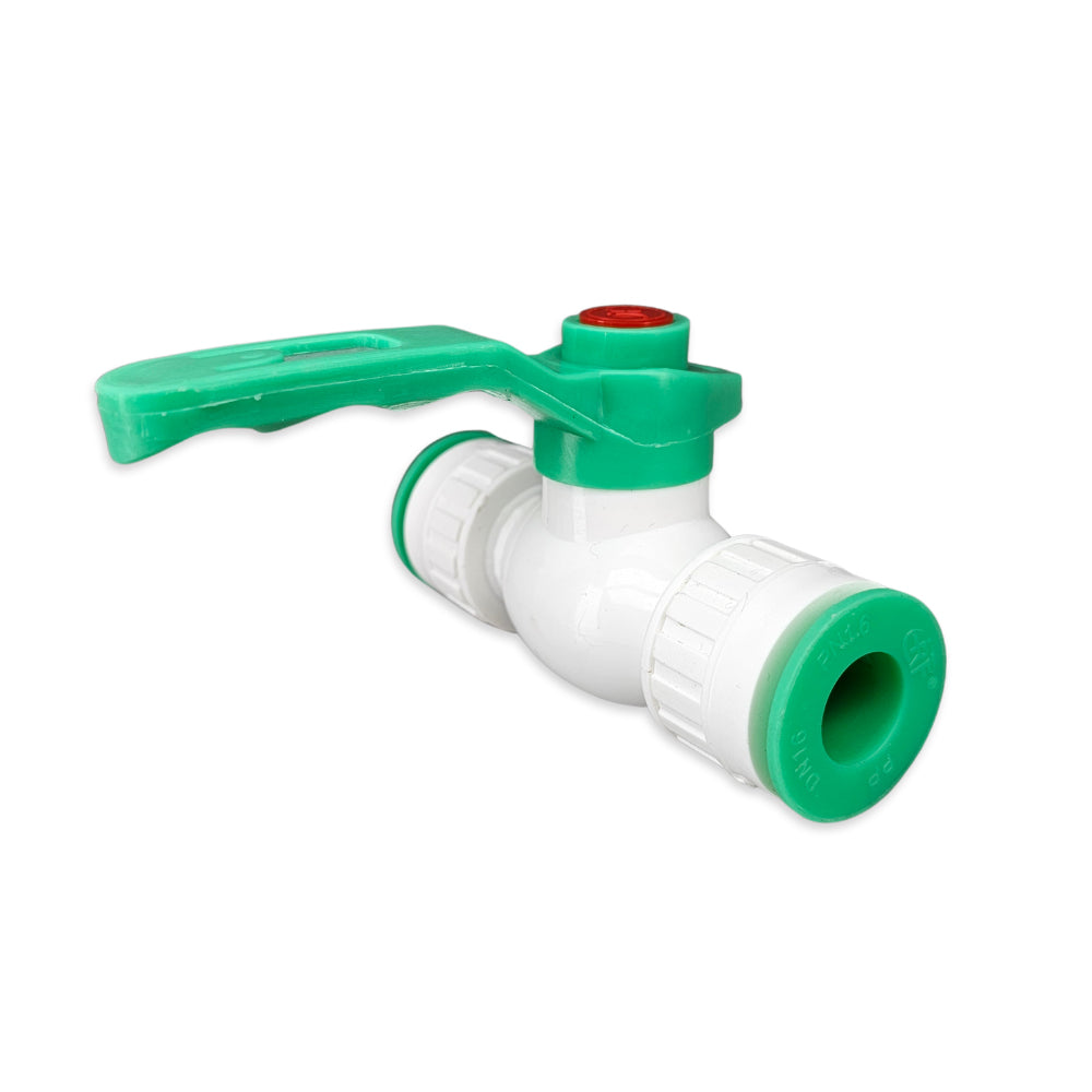 Suited to EVABarrier Lightbarrier Hydroponics hosing, this particular fitting is equipped with a ball valve to shut off your flow of water.