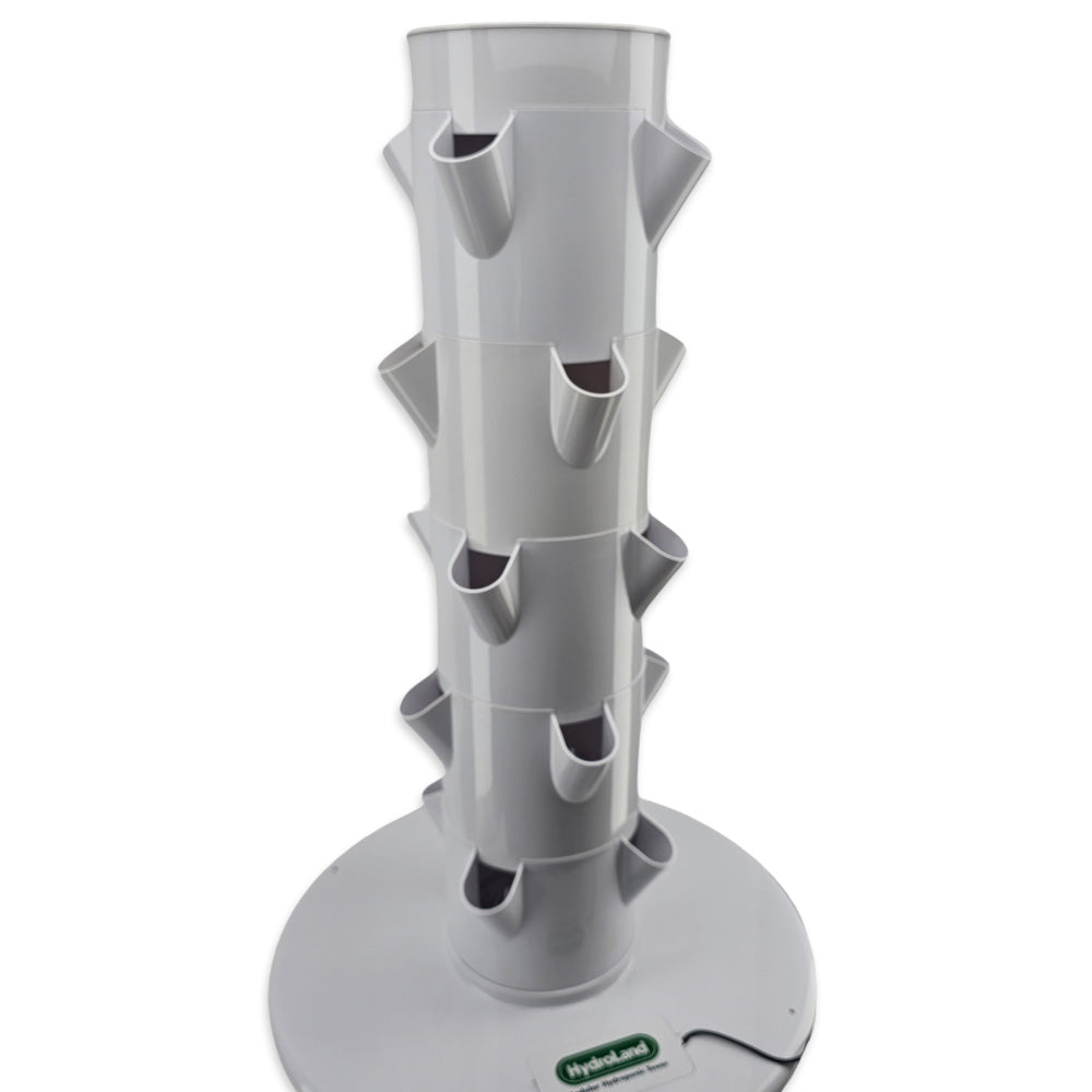 Grow Vegetables and Herbs in tight spaces with the HydroLand Vertical Hydroponic Planting Tower.