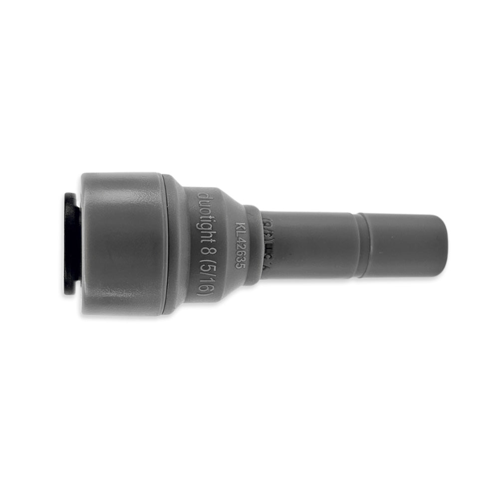 This reducer is suitable for our EVABarrier Beer & Gas hosing 8mm (5/16") OD Hosing that can be fitted to any female duotight push fit in 9.5mm (3/8").