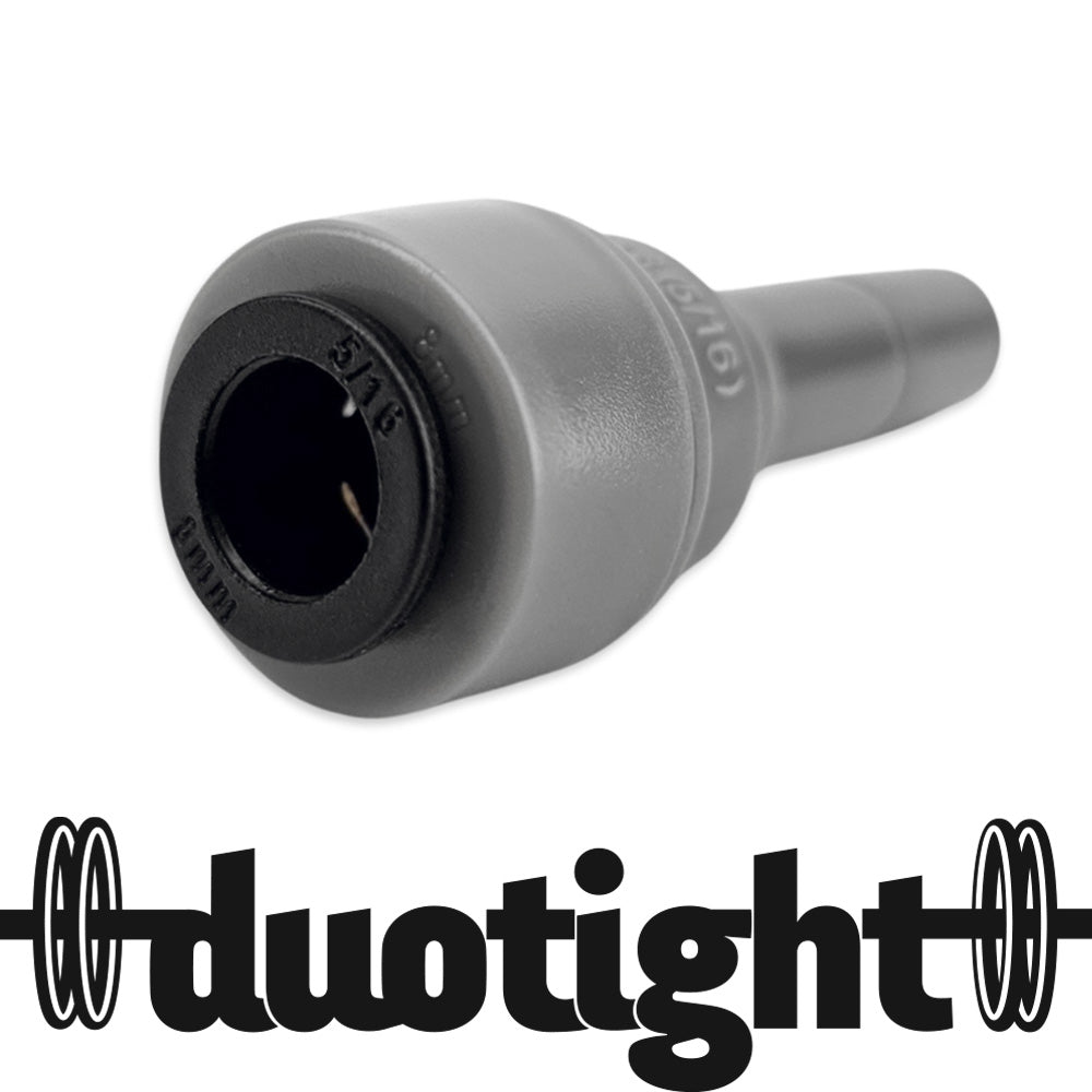 This reducer is suitable for our EVABarrier Beer & Gas hosing 8mm (5/16") OD Hosing that can be fitted to any female duotight push fit in 9.5mm (3/8").
