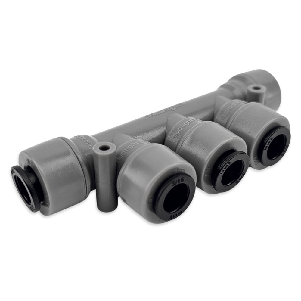 Split any 8mm liquid or gas line into 4 separate lines with this one fitting.