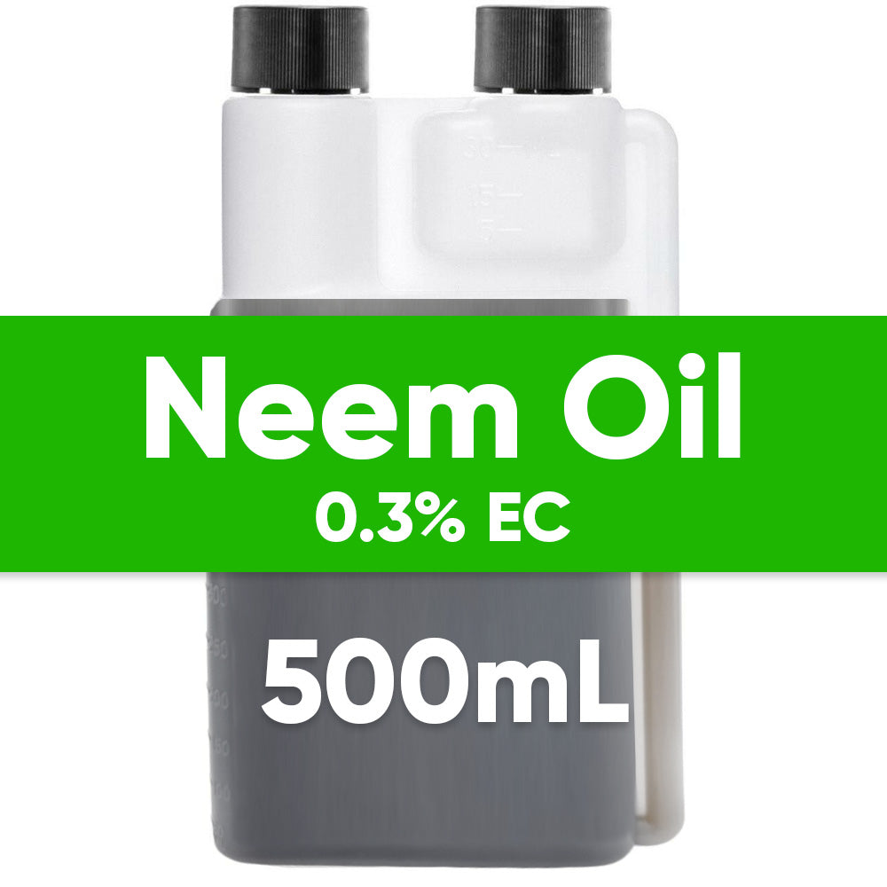 Neem Oil (0.3% EC) in a 500ml dual chamber bottle. All natural, organic multi purpose neem oil.