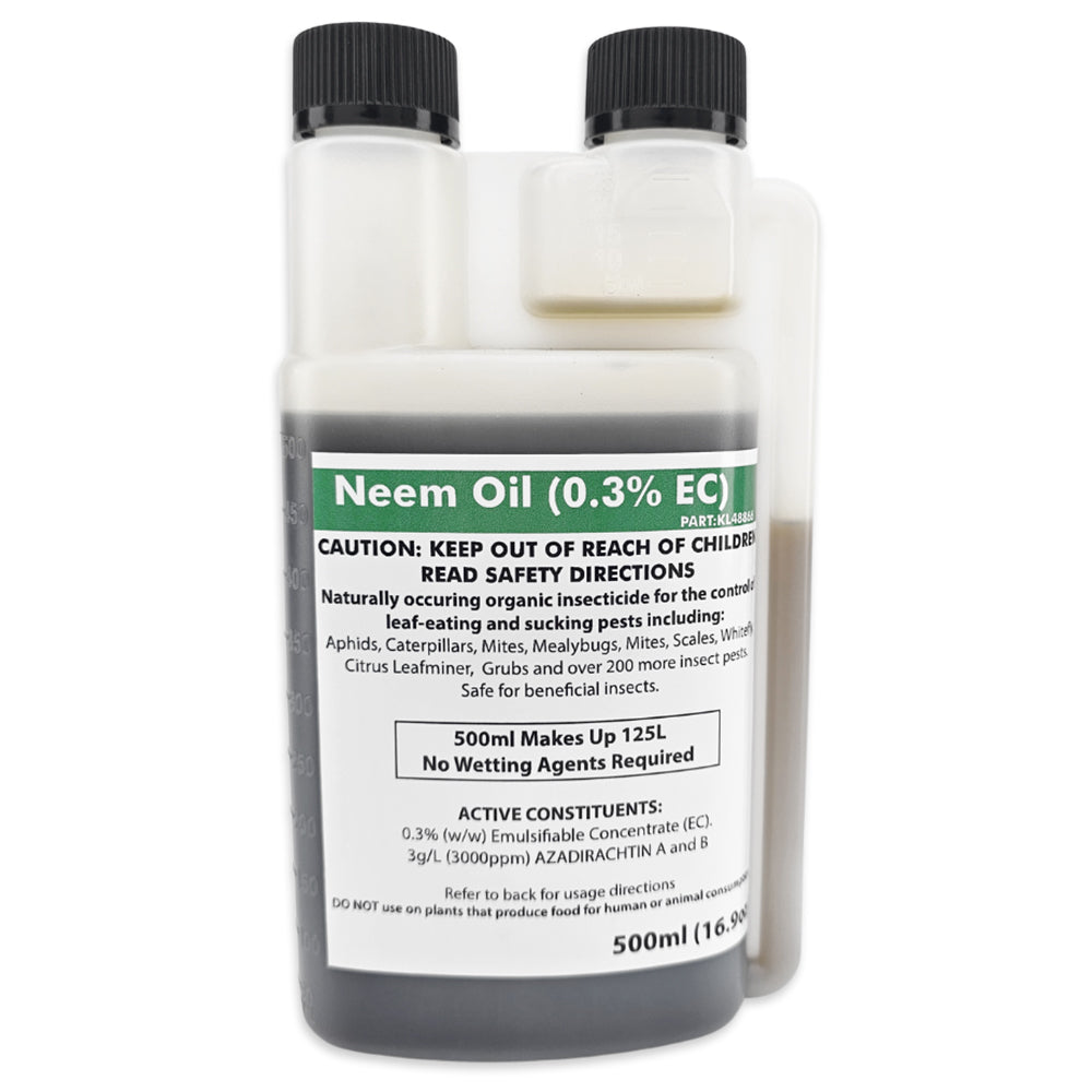Neem oil container with label on a white background
